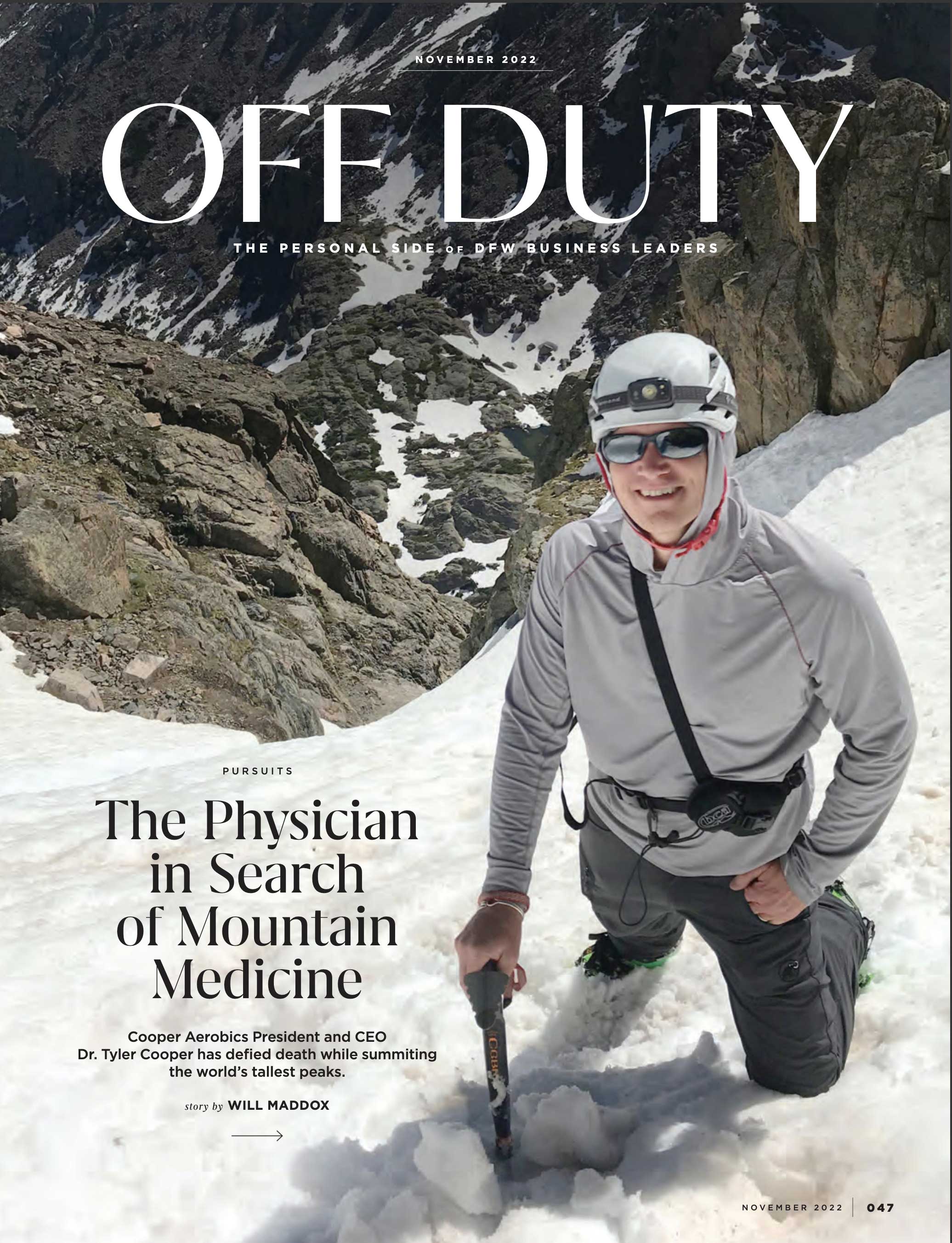 Tyler Cooper on the cover of Off Duty magazine