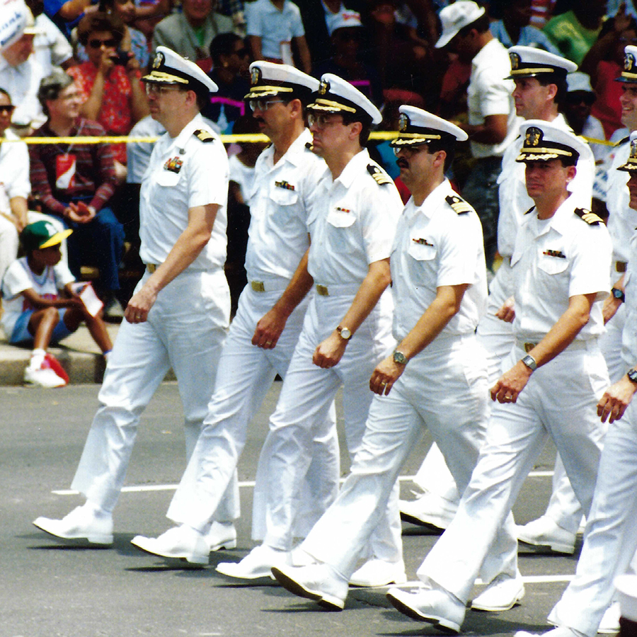 marches in the 1991 Desert Shield/Desert Storm victory parade in Washington, D.C.