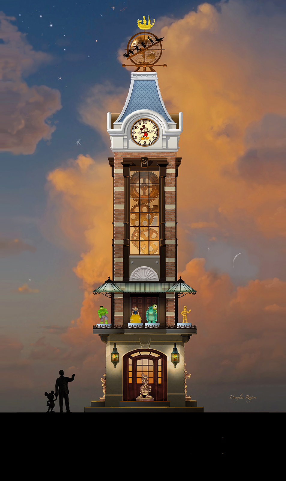 Rogers and fellow alum Stephen Cargile, BFA '97, were part of a three-person team that designed a 60-foot glockenspiel-style clock tower for the Shanghai Disney Store.