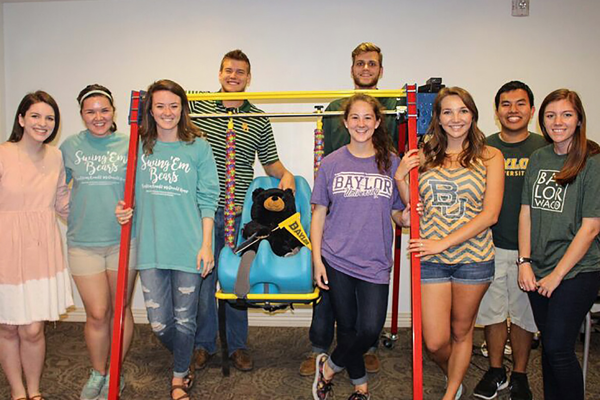 LHSON students partnered with Baylor's senior engineering design students to build and donate a special therapeutic swing for the Ronald McDonald House of Dallas. The swing will hold a child up to 100 pounds and can be easily stored when not in use.