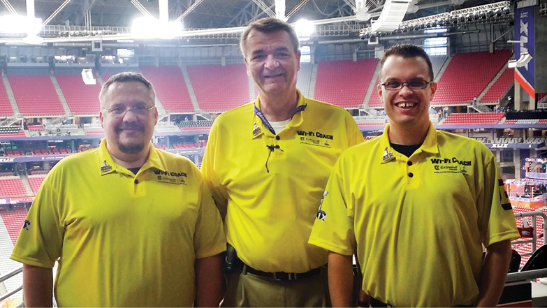 Baylor ITS Associate Vice President Bob Hartland, BS '81, MS '83, Assistant Director of Systems Support Micah Lamb, BBA '02, and Technology Repair Specialist Andrew Stripling, BBA '00