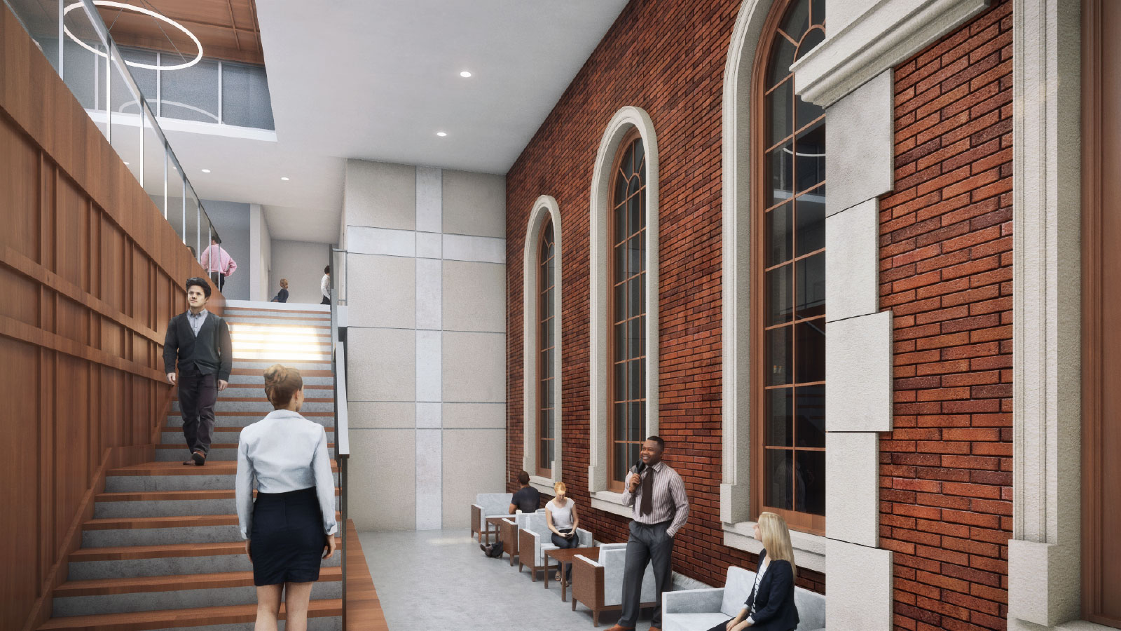 Interior Rendering of Honors Residential College Featuring Stairwell