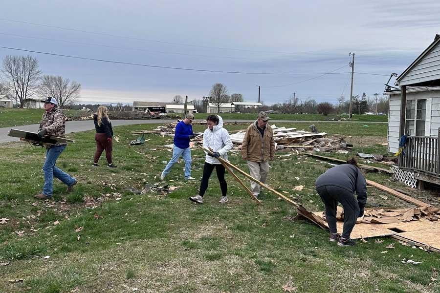 BearAid  volunteers clean up tornado damage