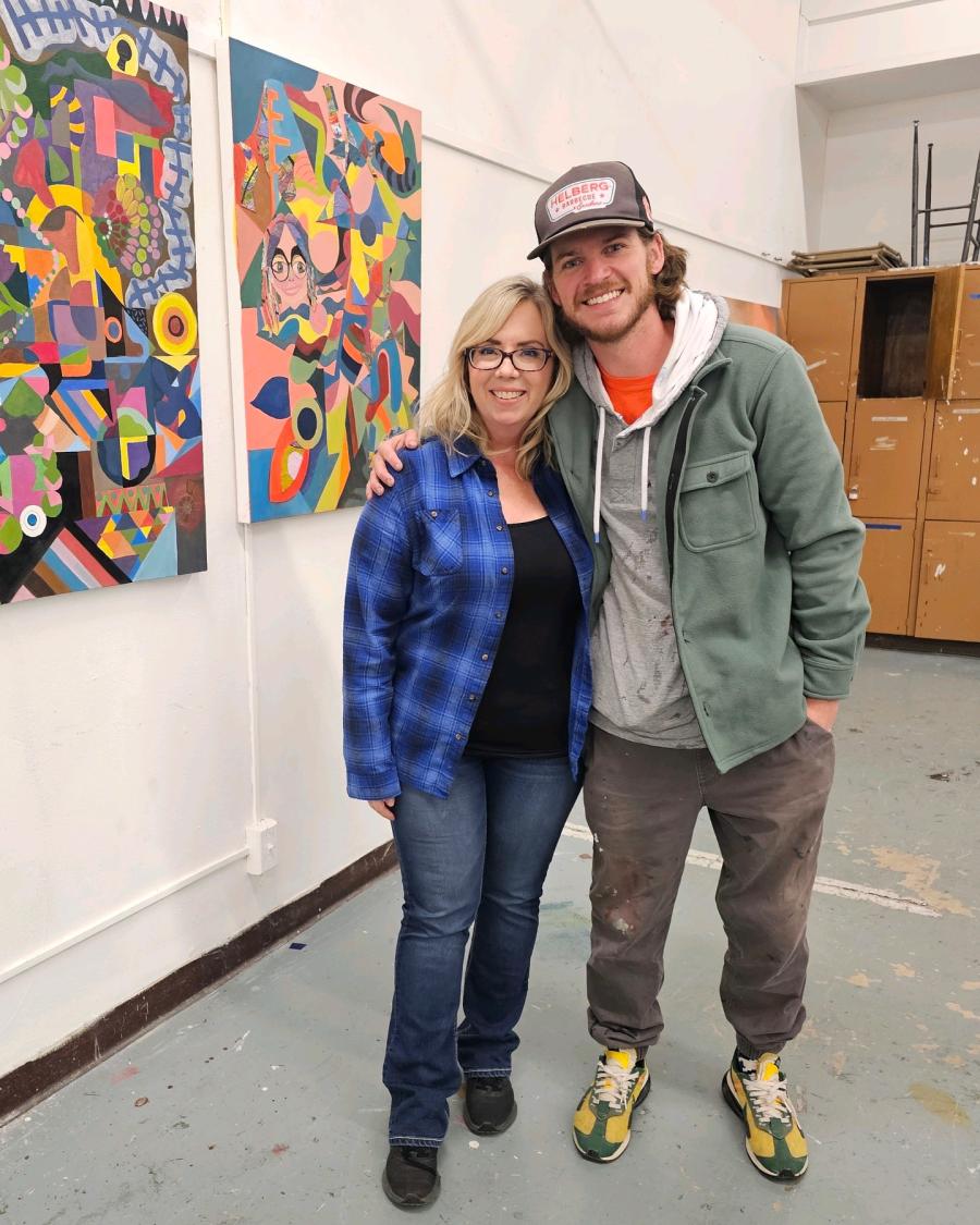 Artist Cade Kegerreis and Baylor art faculty Winter Rusiloski
