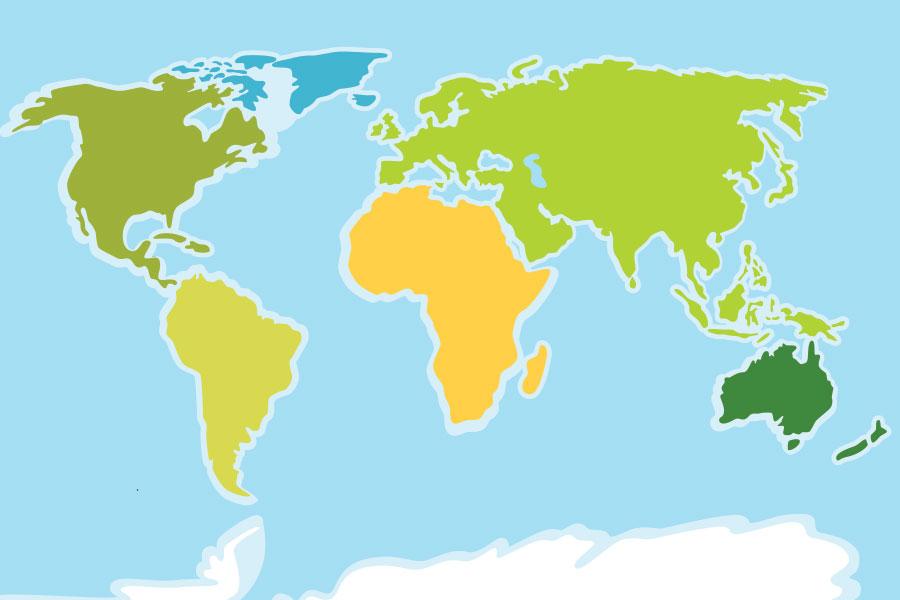 Flat colorful map of the world
